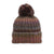 Chunky ribbed knit beanie with large pom-pom and folded cuff in multicolor earthy tones