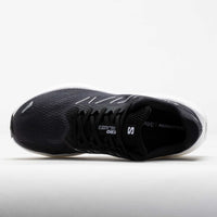 Dark gray running shoe with white sole and black laces, top-down view