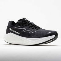 Dark gray running shoe with white midsole and black accents, side profile view