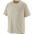 Light beige short-sleeve crew neck t-shirt displayed flat on white background