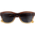 Square-frame sunglasses with brown tortoiseshell gradient pattern and dark lenses on white background
