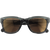 Square-framed sunglasses with translucent gray-green frames and bronze gradient lenses, front view
