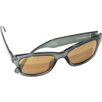 Translucent sunglasses with amber lenses shown at three-quarter angle on white background