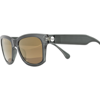 Gray framed sunglasses with brown gradient lenses shown at three-quarter angle