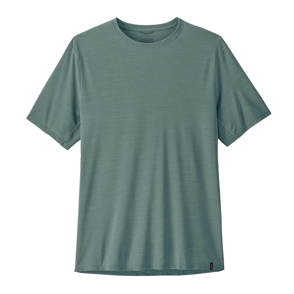 Sage green short-sleeve crew neck t-shirt displayed flat on white background
