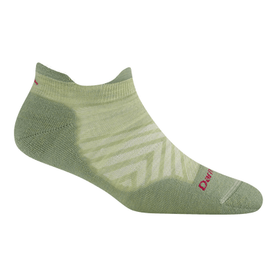 Light green low-cut athletic tab sock with cushioned sole and reinforced heel and toe