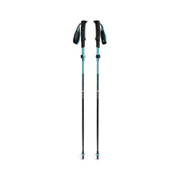 Pair of adjustable trekking poles with foam grips, wrist straps, and carbide tips, front view