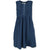 Sleeveless navy blue gauze dress with button front placket and gathered waist