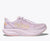 Light purple running shoe with mesh upper and thick sole, side profile view