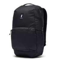 Black 26-liter backpack with front zip pocket, top handle, and llama logo patch