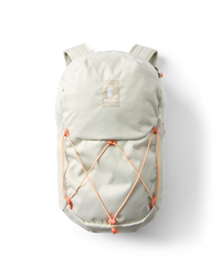 Light green hiking backpack with orange cord details and clean studio background