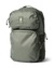 Olive green backpack with multiple compartments and front organizational pockets, studio shot