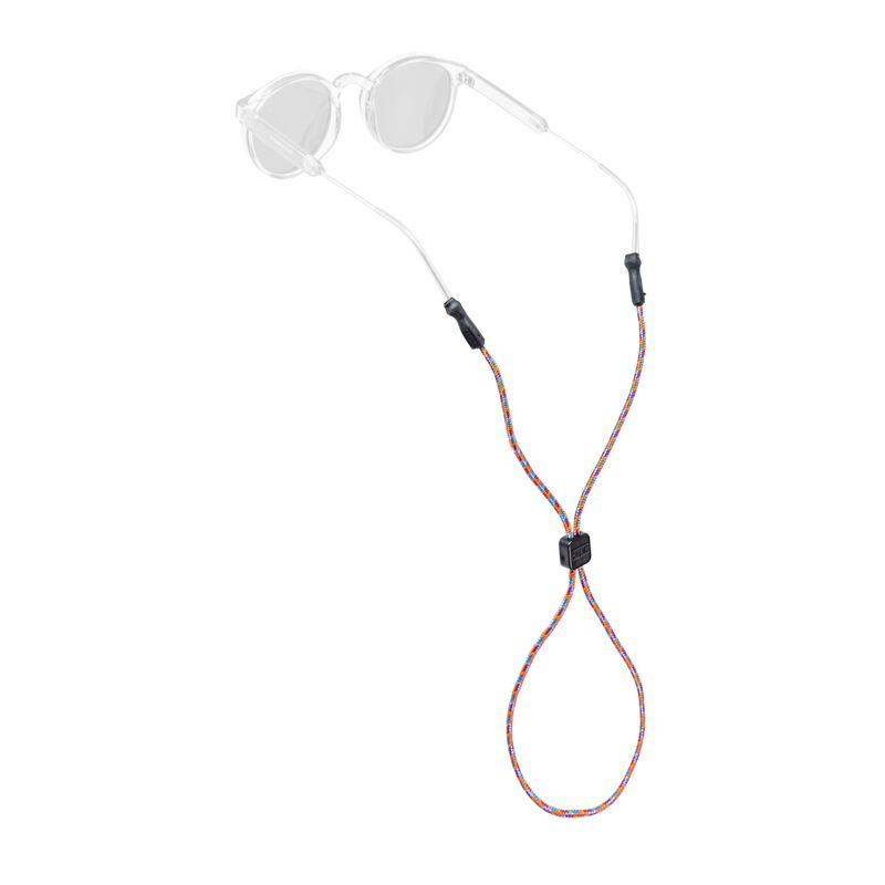Eyewear retainer strap with multicolor rope cord and adjustable slide bead