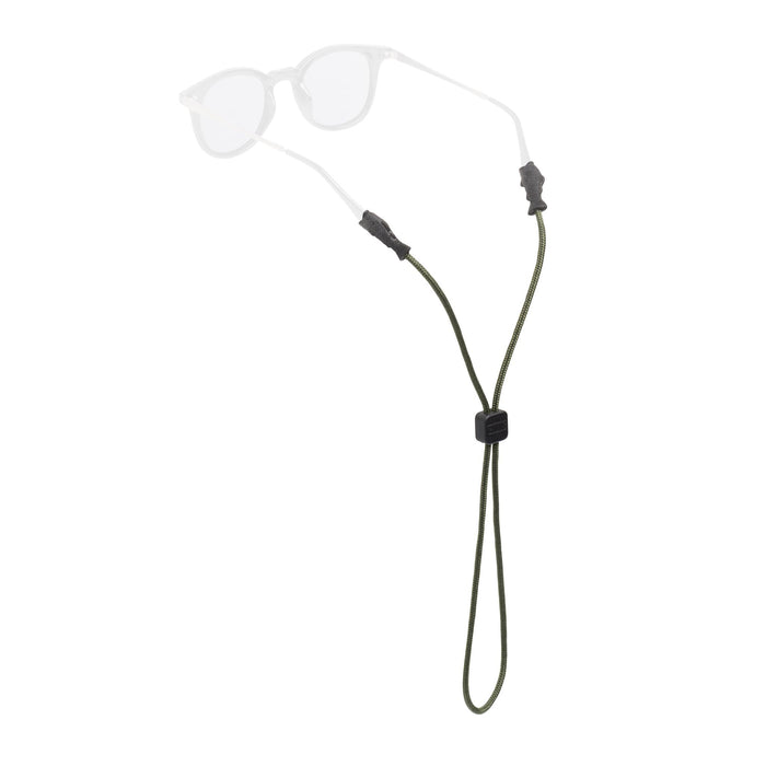 Eyewear retainer with adjustable cord and grip ends for securing glasses