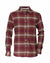 Men's long-sleeve plaid flannel shirt with button front and chest pocket, front view