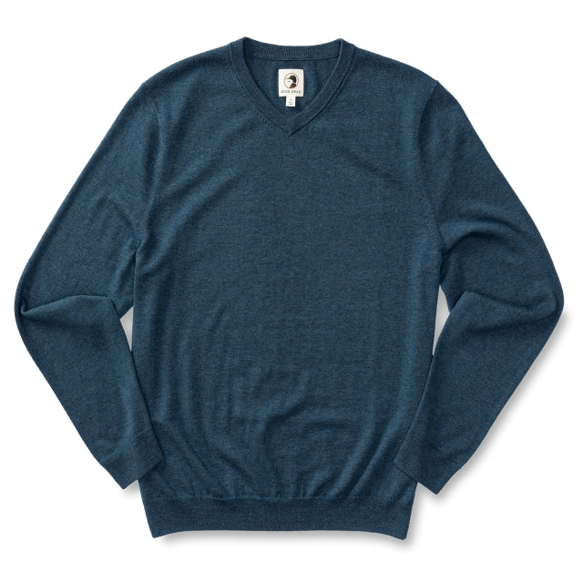 Duck Head Ms Buckley Merino V-Neck Sweater Vintage Blue Heather
