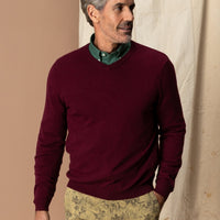 Duck Head Ms Buckley Merino V-Neck Sweater BURGUNDY HEATHER