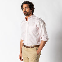Duck Head Ms LS Cotton Oxford Sport Shirt - Morris Solid Pastel Pink