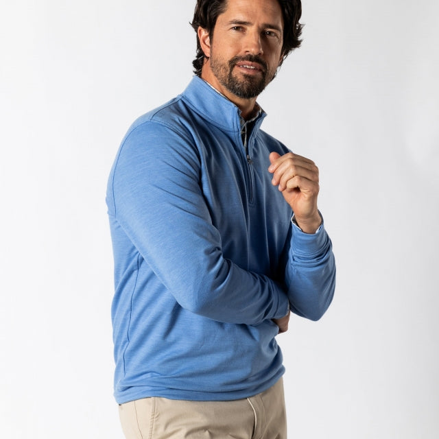 Duck Head Ms LS Dunmore 1/4 Zip Pullover Lake Blue Heather