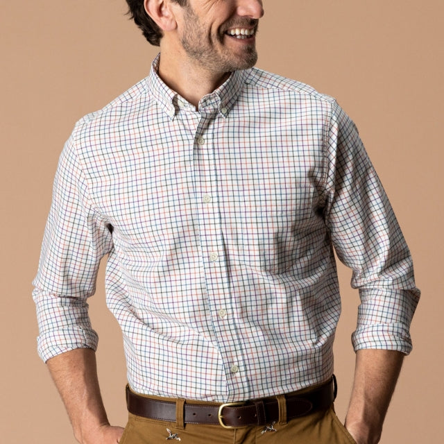 Duck Head Ms LS COTTON TWILL SPORT SHIRT - JOYNER PLAID WEATHERED ROSE