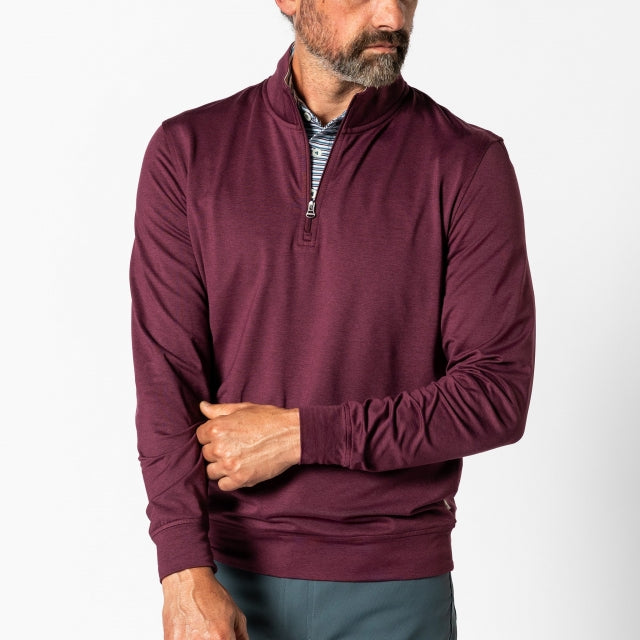 Duck Head Ms LS Dunmore 1/4 Zip Pullover Fig Heather
