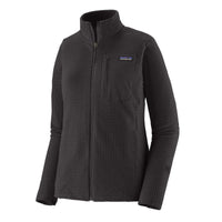 Black textured fleece full-zip jacket with stand collar and chest pocket, front view