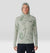 Light green tie-dye hooded long sleeve shirt with hood up, front view