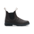 Chelsea boot in dark brown leather with elastic side panels and pull tabs, side view