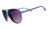 Light blue aviator-style sunglasses with gradient purple lenses, side angle view