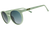 Light green round-frame sunglasses with gradient lenses shown at three-quarter angle