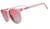 Round translucent pink sunglasses with gradient lenses shown at three-quarter angle