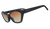 Black framed sunglasses with gradient brown lenses shown from side angle