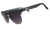 Gray semi-rimless sunglasses with gradient purple lenses shown from side angle