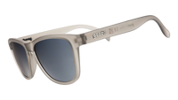 Translucent beige sunglasses with gradient lenses shown from side angle on white background
