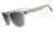 Translucent beige sunglasses with gradient lenses shown from side angle on white background