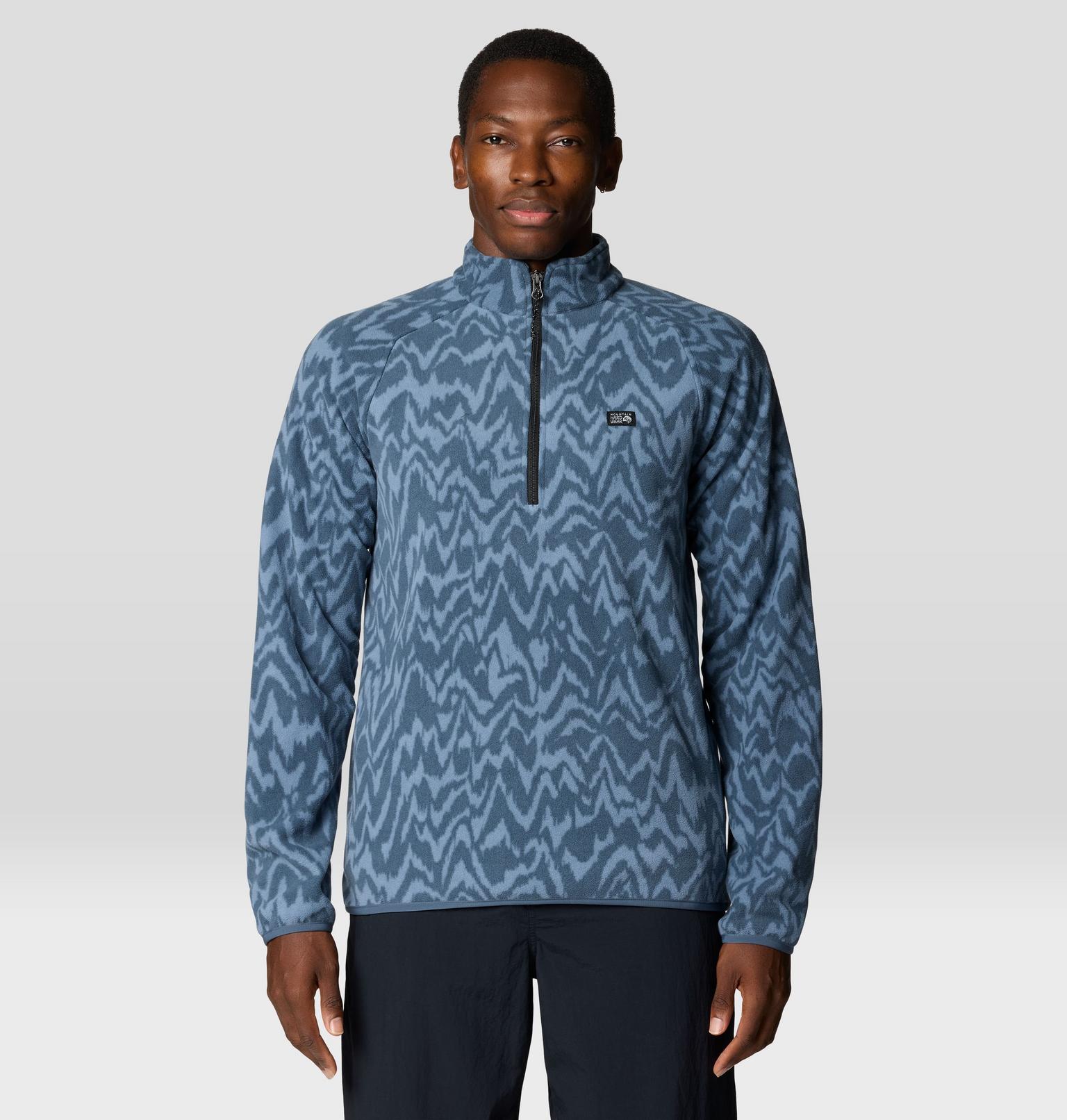 Mountain Hardwear Ms Microchill 1/4 Zip Pullover oon Blue Peaks XL Print (429) / M
