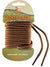 Brown boot laces coiled on packaging card with outdoor mountain background