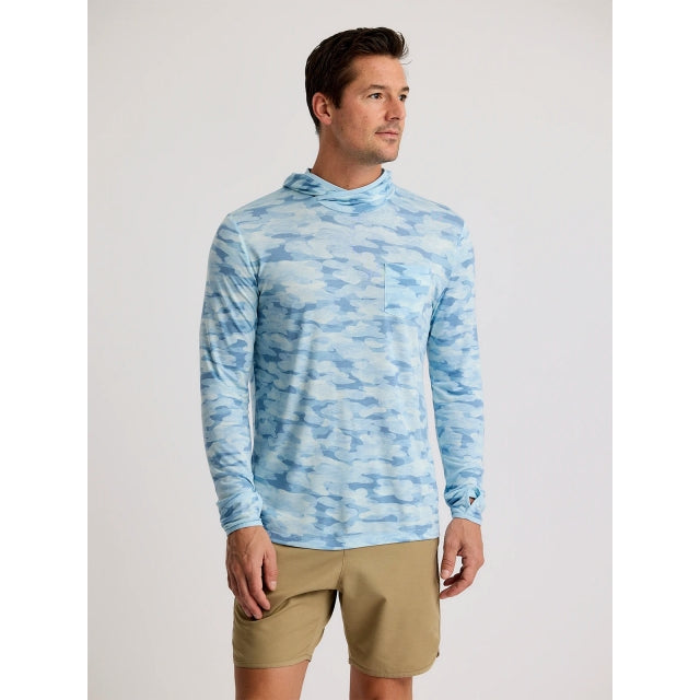 FreeFly Ms Bamboo Lightweight Hoodie Seasmoke Camo/Surf Blue