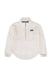Cream sherpa fleece half-zip pullover with kangaroo pocket and stand collar, front view