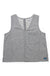 Gray pinstriped sleeveless top with chest pocket and partial front zipper, flat lay view