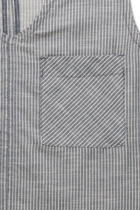 Striped button-up shirt with chest pocket in gray and white pattern