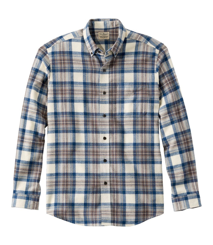 L.L. Bean Ms Long Sleeve Scotch Plaid Flannel Shirt - Regular Indigo Tartan