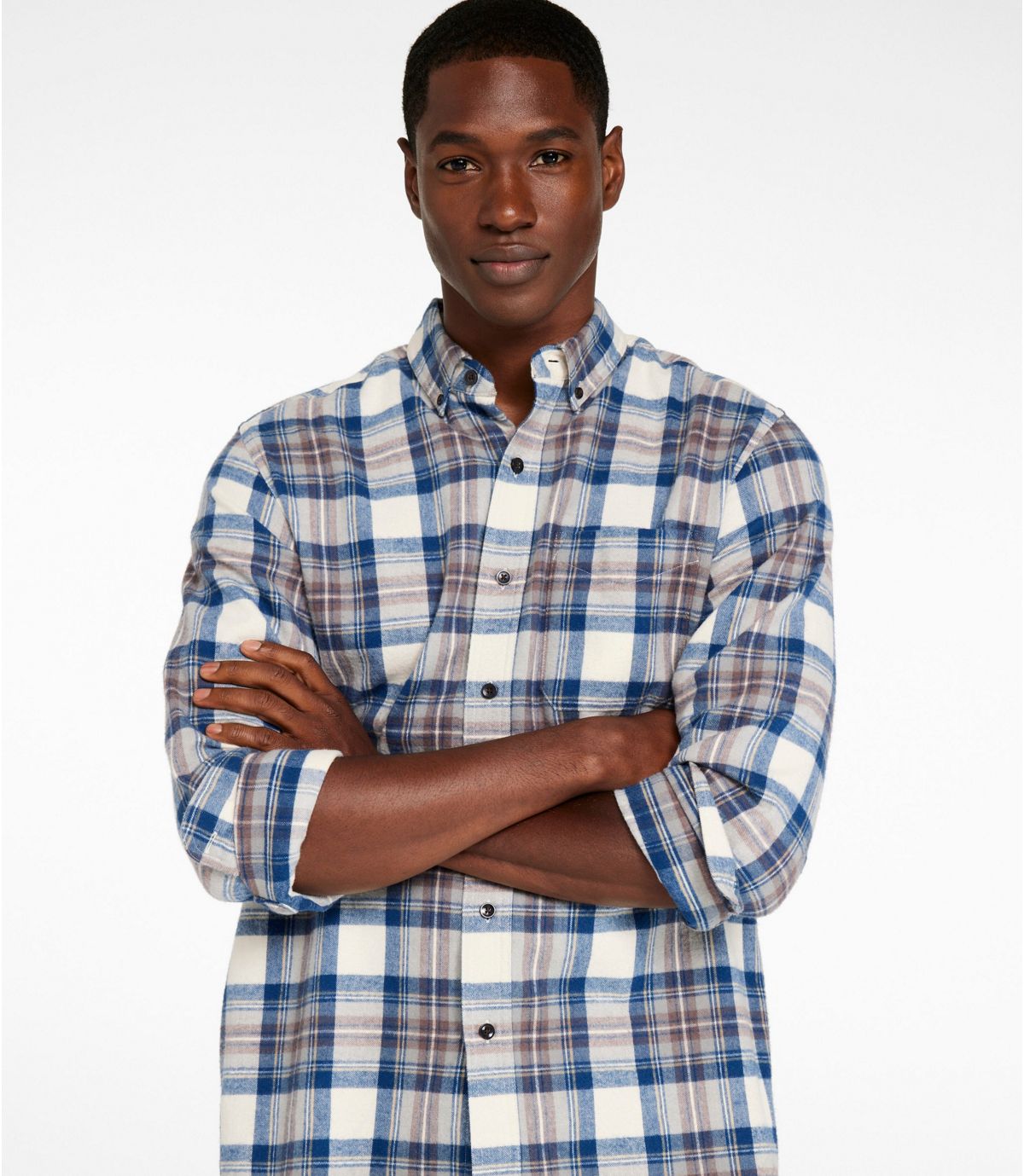 L.L. Bean Ms Long Sleeve Scotch Plaid Flannel Shirt - Regular