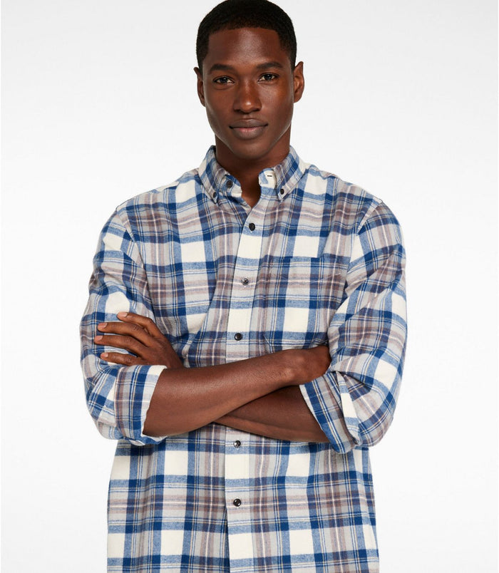 L.L. Bean Ms Long Sleeve Scotch Plaid Flannel Shirt - Regular