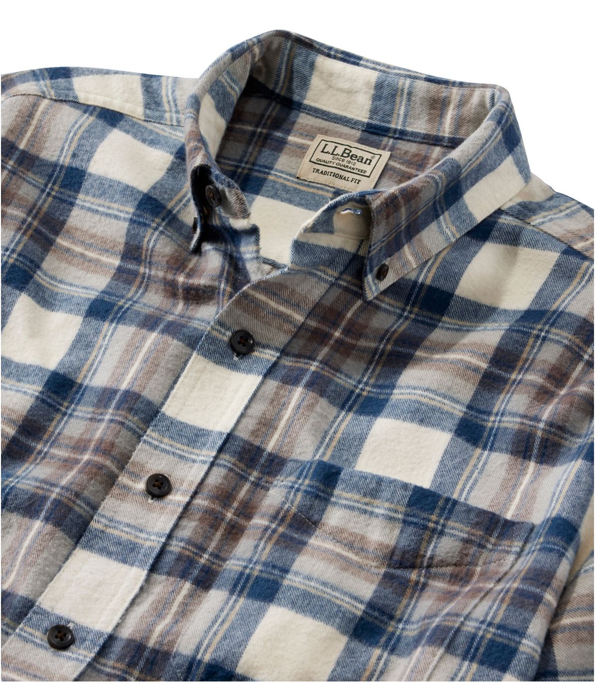 L.L. Bean Ms Long Sleeve Scotch Plaid Flannel Shirt - Regular