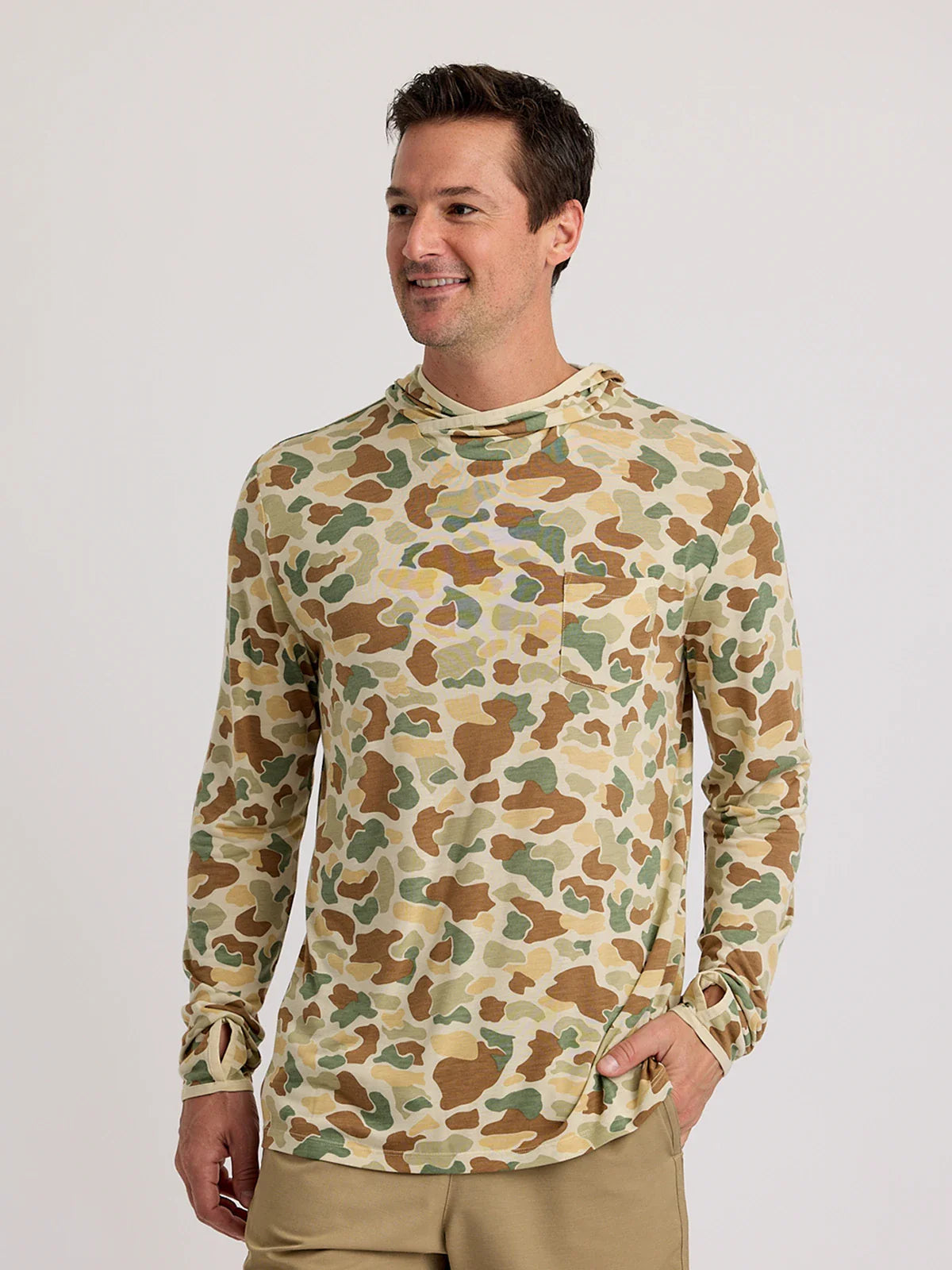 FreeFly Ms Bamboo Lightweight Hoodie Vintage Camo