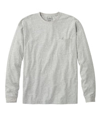 L.L. Bean Ms Carefree Unshrinkable Tee w/ Pocket Long-Sleeve - Regular Gray Heather