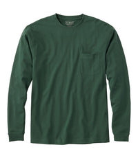 L.L. Bean Ms Carefree Unshrinkable Tee w/ Pocket Long-Sleeve - Regular Pine Green