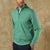 Men's long sleeve quarter-zip pullover in sage green with mock neck collar