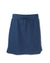 Navy blue gauze skort with elastic waistband and drawstring tie, front view